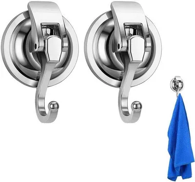 Produktbild von Zuignap Ophanghaak RVS - Wandhaak für Fenster, Badezimmer, Küche - ohne Bohren - Zinn - 2 Stück