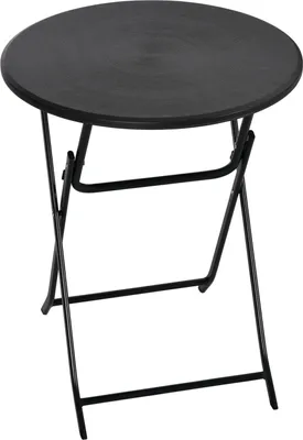 Productafbeelding van Tuintafel, inklapbare tafel van rundleer, bijzettafel Ø60 cm, tuintafel met decoratieve houtlook, geschikt voor balkon, terras, donkergrijs