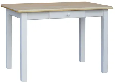 Obrázek produktu pro Bílý stůl se zásuvkou z masivního borovicového dřeva s lakovanou deskou 130 x 70 cm