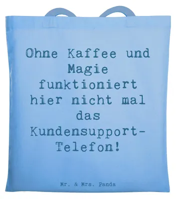 Produktbild von Mr. & Mrs. Panda Tote Bag Spruch Kundensupport Magie - Sky Blue - Geschenk, Shopping Tasche, Kommunikationsfähigkeit, Hilfsbereitschaft, Stress, handgefertigte Geschenke