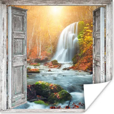 Produktbild von MuchoWow® Poster Wasserfall - Aussicht - Landschaft 75x75 cm - Wand Dekoration