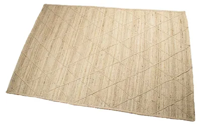 Jute-Teppich mit Karos, 230 x 160 x 1 cm, Natur
