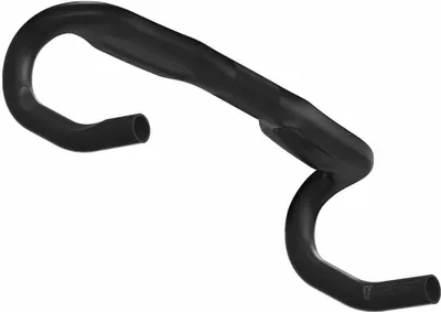 A black bicycle handlebar is shown against a white background.