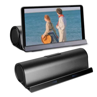 Produktbild von Bluetooth Lautsprecher mit Halter – 6 W Stereo, 1000 mAh Akku, Aluminiumgehäuse, tragbar für Smartphone & Tablet