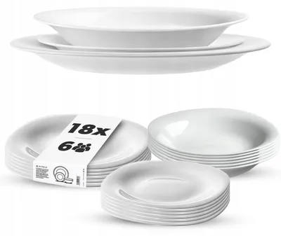 Produktbild von Kadax Speiseservice 18-teilig weiß quadratisch aus Glas