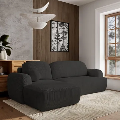 A living room scene featuring a sectional sofa.