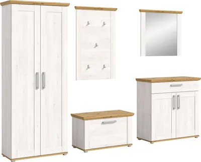 Produktbild von Garderobenkombination 5tlg. Verona Garderobe in Sibiu Lärche Nb. und Artisan Eiche Nb B/H/T: 285x196x39 cm