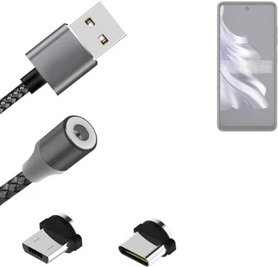 Produktbild von K-S-Trade Hochwertiges Magnet-Lade-kabel Sync-Kabel Daten-Kabel für Tecno Spark 20 Pro mit USB-Typ-C-Anschluss und Micro-USB-Anschluss 2A bis zu