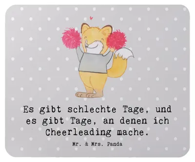 Produktbild von Mr. & Mrs. Panda Mousepad Fuchs Cheerleader - Grau Pastell - Geschenk, pc, Turniere, laptop mauspad, Cheerleading, Turnen, Turn Club, Mouse Pad, gummi