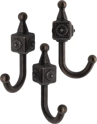 Produktbild von 'FUXXER® - 3x Massive Eisen-Haken, Garderoben-Haken, Handtuch-Haken, Kleider-Haken Eisen-Haken bronze'