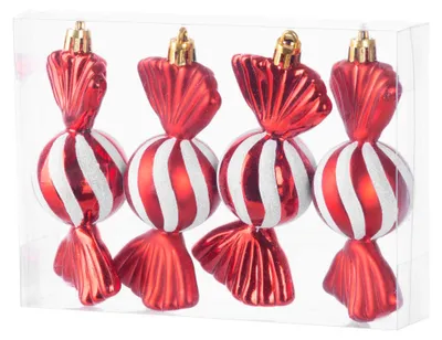Obrázok produktu pre Dekorácia MAGICHOME CHRISTMAS, sladkosti, červená, 4 ks, 11,5 cm