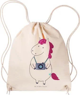 Produktbild von Mr. & Mrs. Panda Jutebeutel Einhorn Fotograf - Transparent - Geschenk, Stoffbeutel, Einhörner, Unicorn, Turnbeutel, sporttasche klein, Urlaub, Baumwolltasche, Reisen