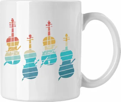 Produktbild von Trendation - Geigenspieler Geschenk Tasse Geigenspielerin Kaffee-Becher Geigen Grafik Retro (Weiß)