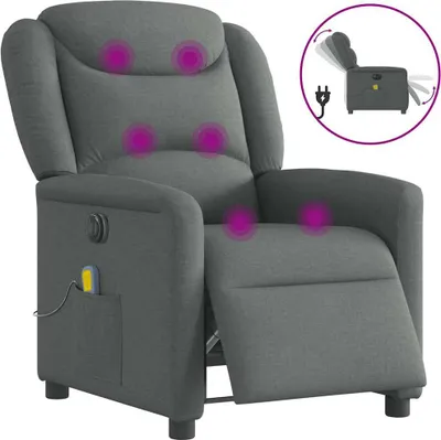 Image de Fauteuil inclinable de massage électrique gris foncé tissu