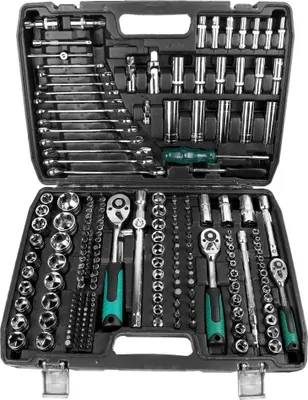 Produktbild von Werkzeug für Auto-Reparatur - 227-teiliges Ratschen-Schlüsselset - 72-Zahn Ratschen - Chrombeschichteter Kohlenstoffstahl - Werkzeugkoffer 47×34×10 cm - Schwarz