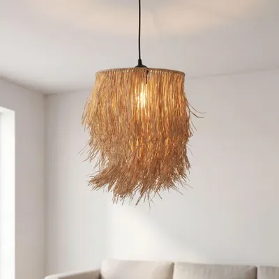 Produktbild von Hängelampe Metall E27 B: 30 cm H: max. 160 cm Schwarz Natur Modern Hängeleuchte