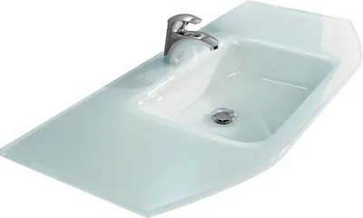 Produktbild von Waschbecken >Abelica I< in Weiß aus Glas - 112x1,5x48cm (BxHxT)