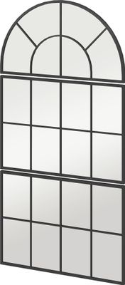 HOMCOM Wandspiegel dreiteilig, bogenförmiger Spiegel mit Metallrahmen, dekorative Fensterspiegel, Hängespiegel für Badezimmer Wohnzimmer Schwarz