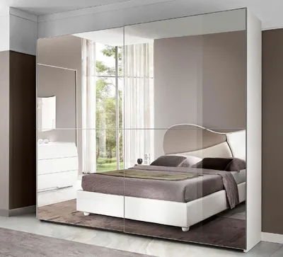 Obrázek produktu pro Zrcadlová šatní skříň Šatní skříň Posuvné dveře Šatní skříně Dřevěný design Moderní šatní skříň
