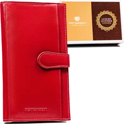 Obrázok produktu pre Peterson dámska peňaženka z prírodnej kože červená RFID 19x10,5 cm