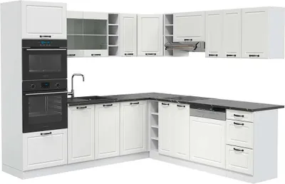 Produktbild von Eckküche Vicco R-Line Weiß Landhaus 247 x 60 cm , AP Anthrazit, Model 42434