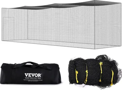 Produktbild von VEVOR Baseball-Schlagkäfig-Netz mit Rahmen und Netz für Zuhause oder Hinterhof 35 Fuß, Baseballkäfig-Netz zum Schlagen und Aufstellen, Baseballnetz, Schlagkäfig, für Kinder oder Erwachsene Schwarz