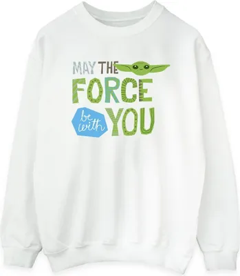Produktbild von Star Wars - "The Mandalorian May The Force Be With You" Sweatshirt für Damen BI39089 (L) (Weiß)