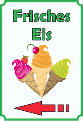 Produktbild von Frisches Eis Schild Hochkant mit Pfeil links A2 Rückseite selbstklebend