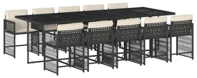 Produktbild von vidaXL 11-tlg. Garten-Essgruppe mit Kissen Schwarz Poly Rattan