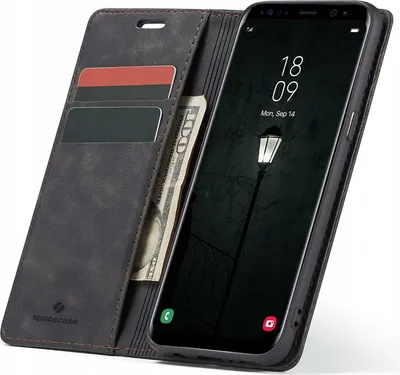 Obrázek produktu pro Pouzdro s klopou na telefon SPACECASE Wallet pro Galaxy S8 Černá