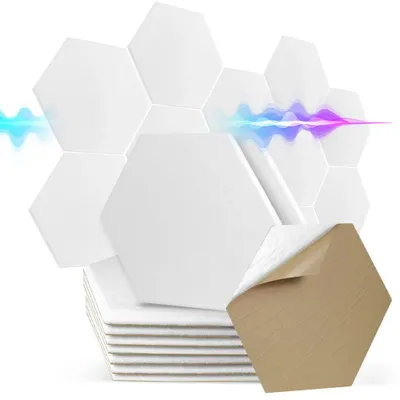 Produktbild von Akustikpaneele - 12er-Set - Sechseckig - Selbstklebend - Schallabsorbierender Schaumstoff - Echoreduzierung - Für Studio, Gaming und Büro