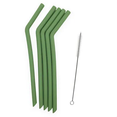 Image de Smikkels - Paille en silicone XL - Vert - Paille réutilisable