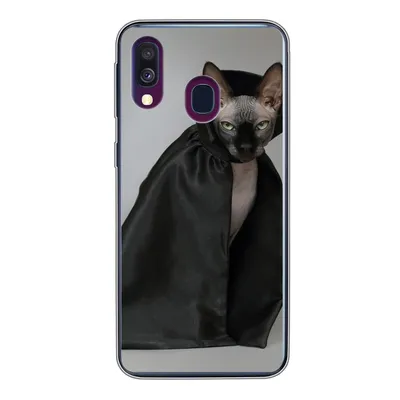 Produktbild von MuchoWow® Handyhülle Schutzhülle Hülle für Samsung Galaxy A40 Katze - Umhang - Schwarz Silikon Softcase Handy Hülle - Handy-Tasche