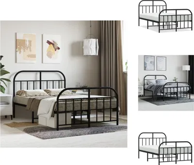 Image de vidaXL Cadre de lit avec tête et pied de lit en métal noir 120x190 cm - Lits et sommiers