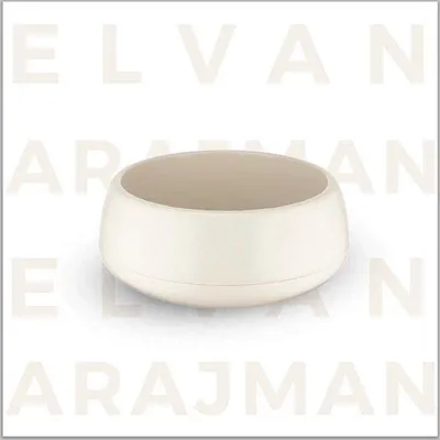 Produktbild von Sierpotten Set aus 2 niedrigen Blumentöpfen in Crème mit Drainagesystem – Elvan Arrangement 0,86L