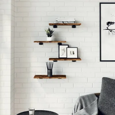 Produktbild von Cloris Designermöbel Wandregale 4er-set - Räuchereiche 40x20x1,5cm Holzwerkstoff - Bücherregale 2026Neu937634 - Bücherregale