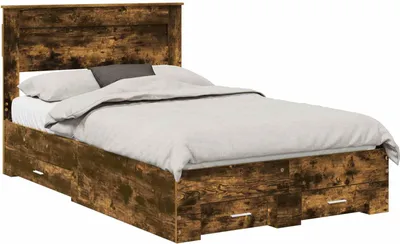 Zdjęcie produktu dla vidaXL Rama łóżka z dębu wędzonego 135 x 190 cm materiał drewnopochodny