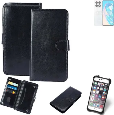 Produktbild von K-S-Trade 360° Hülle kompatibel mit Honor X8a 5G schwarz Kunstleder Case BookCase WalletCase Kunstlederederhülle Handyhülle, Rundumschutz Bumper