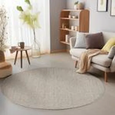 Produktbild von Schlingenteppich Schlafzimmer Einfarbig Meliert Design, Größe: 160 cm Rund, Farbe: Braun