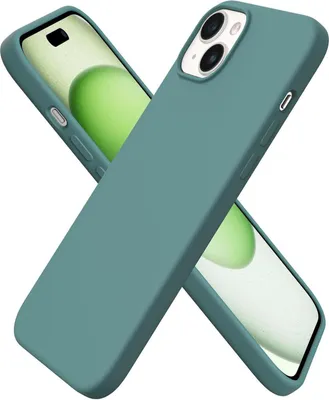 Produktbild von ORNARTO iPhone 15 Plus Hülle Silikon 6,7 Zoll Flüssiges Silikon Piniengrün
