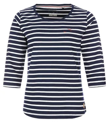 Produktbild von modAS Damen Bretonisches Shirt mit 3/4-Arm und Rundhals - Shirt mit Streifen aus Baumwolle in Blau-Weiß Größe 40