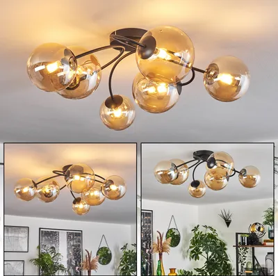 Produktbild von Isorella Deckenlampe aus Metall/Glas in Schwarz/Bernsteinfarben