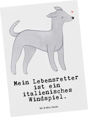Produktbild von Mr. & Mrs. Panda Postkarte Italienisches Windspiel Lebensretter - Weiß - Geschenk, Ansichtskarte, Grußkarte, Windhund, Italian Greyhound, bildkarte, Postkarten, Fotokarte
