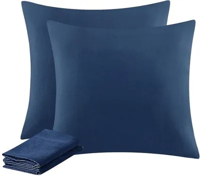 Produktbild von Unyqoos® 2er-Set blaue Mikrofaser-Kissenbezüge 80 x 80 cm mit verdecktem Reißverschluss, weiche, atmungsaktive und knitterfreie Kissenhüllen