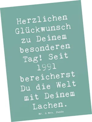 Produktbild von Mr. & Mrs. Panda Postkarte Spruch 1991 Geburtstag - Meeresbrise - Geschenk, Ansichtskarte, seit, Ansichtskarten, Glückwunsch, Happy Birthday, Alter, Postkarten, Fotokarte