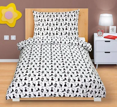 Obrázok produktu pre Detská bavlnená posteľná bielizeň – 90 x 135 cm, 45 x 60 cm – čierna