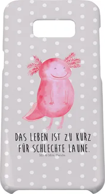 Produktbild von Mr. & Mrs. Panda Samsung Galaxy S8 plus Handyhülle  Axolotl Glücklich - Grau Pastell - Geschenk, Schwanzlurch, Cover, Hülle, Lebensfroh, gut Gelaunt, Motivationsspruch