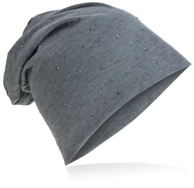Produktbild von Beanie Muetze Strass Nieten Dunkelgrau