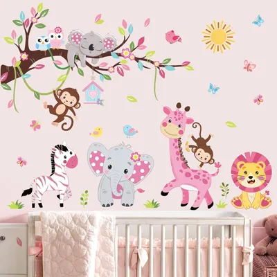Produktbild von Wandsticker Jungle Tiere, selbstklebend, PVC, 4-teilig, für Kinderzimmer