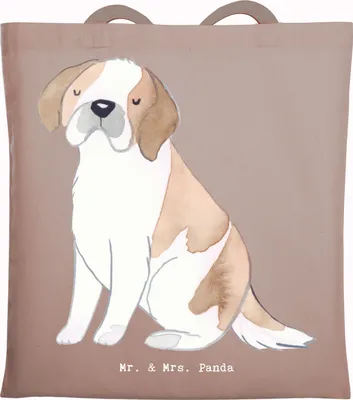 Produktbild von Mr. & Mrs. Panda einkaufsshopper Saint Bernard Moment - Braun Pastell - Geschenk, Laptoptasche, Shopping Tasche, Einkaufstasche, St. Bernhardshund, Jutebeutel, Dog